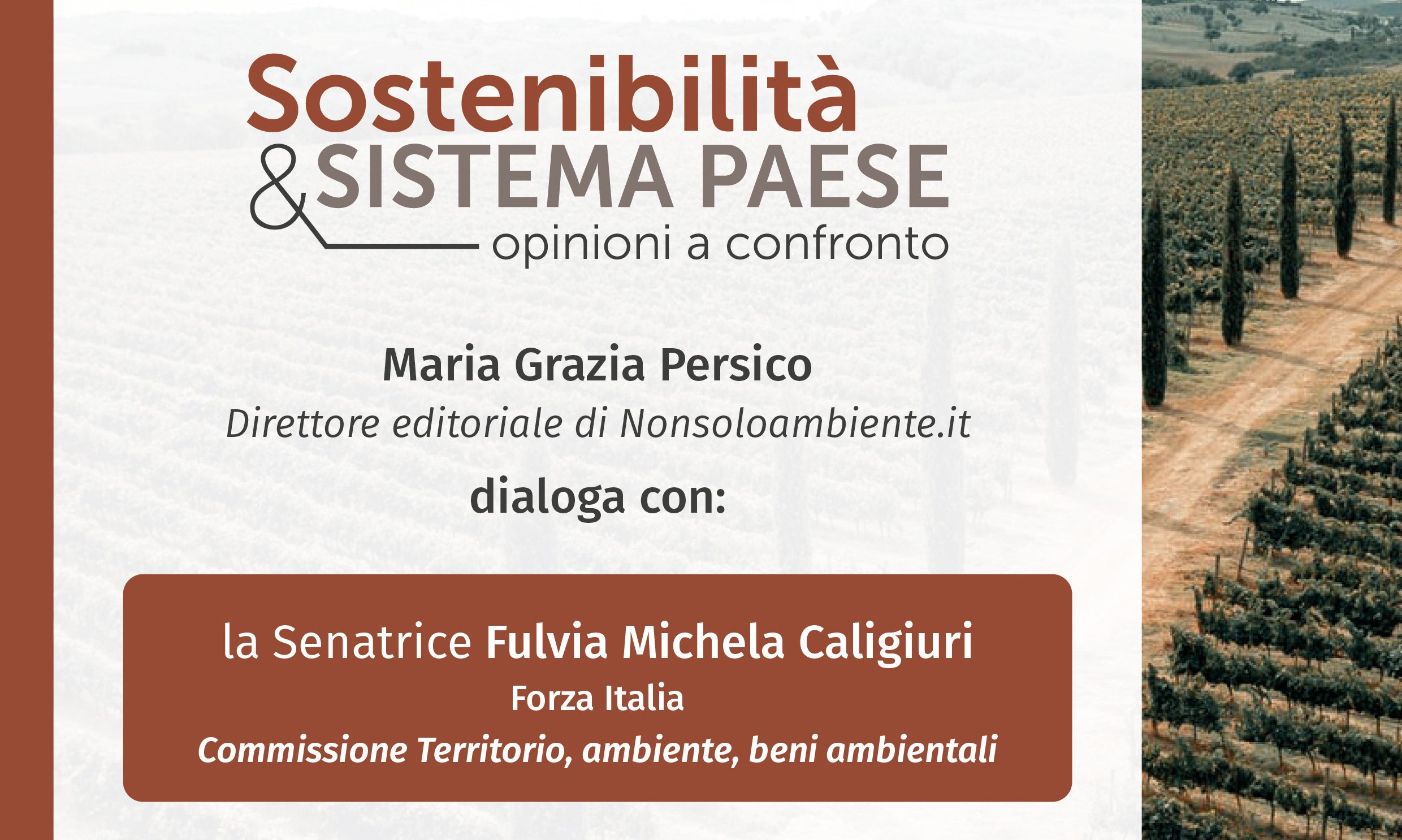 Sostenibilit&agrave; e Sistema Paese. Ospite la Senatrice Fulvia Michela Caligiuri